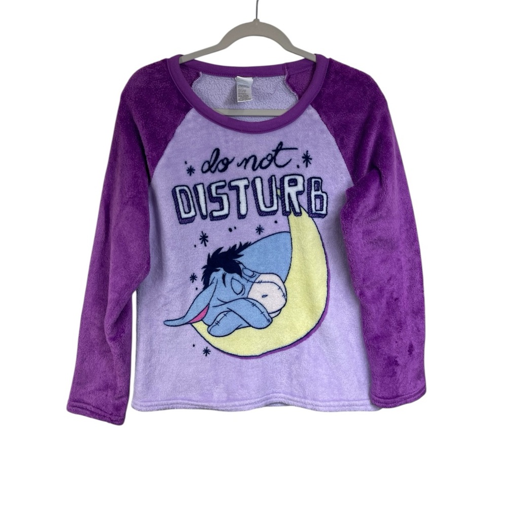 Disney Eeyore Do Not Disturb Purple Fleece Pajama Long Sleeve Size M